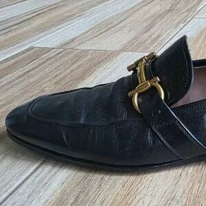Men\'s Salvatore Ferragamo lavorazione D Leather Black Loafer Size 9D Salvatore Ferragamo Lavorazione Originale Black Leather  main image 4